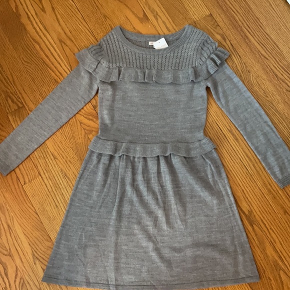 Ella Moss Marble Gray Ruffle Knit Sweater Dress - Picture 7 of 7